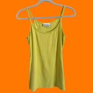 00's vintage chartreuse 100% cotton y2k long tank top Size 2 Rebecca beeson
